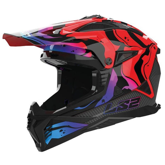 קסדה שטח אל אס 2 שחור אדום סגול – LS2 MX708