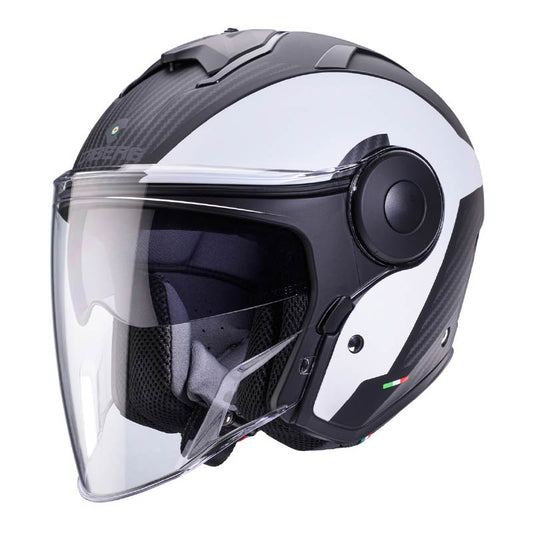 CABERG SOHO קסדה פתוחה 3/4 MAT BLACK MILANO WHITE