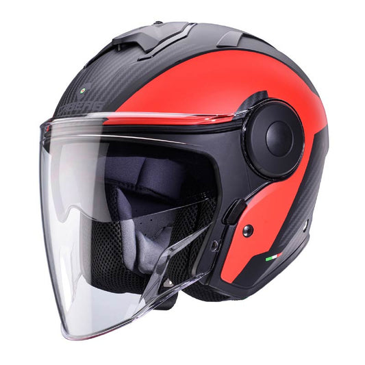 CABERG SOHO קסדה פתוחה 3/4 MAT BLAC RED MILANO