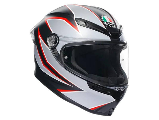 קסדה מלאה AGV דגם K6 S צבע FLASH MATT שחור אפור אדום - תקן ECE22.06