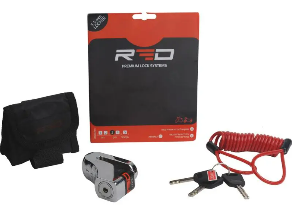 מנעול דיסק לאופנוע 5.5 מ"מ RED