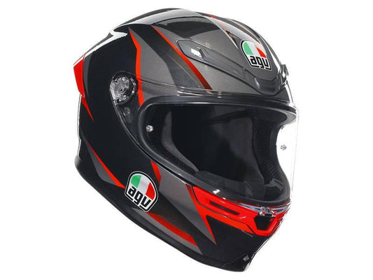 קסדה מלאה AGV דגם K6 S צבע SLASHCUT שחור אפור אדום - תקן ECE22.06